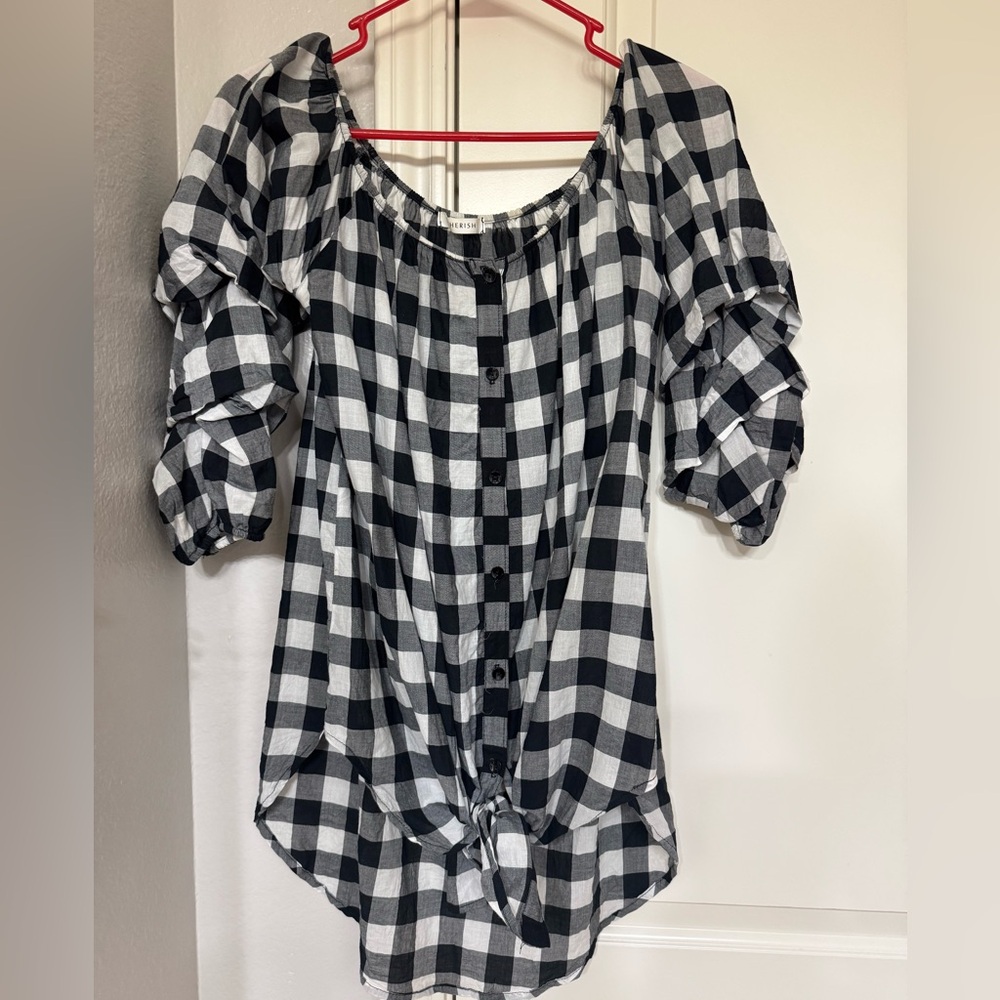 Cherish Monochrome Checkered Blouse